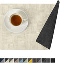 Romanstile Reversible Vinyl Placemats Set of 8, Faux Leather 100% Waterproof Oil-Proof Wipeable Place Mats, Heat Resistant Dual Sided Table Mats for Kitchen/Dining/Party (Grey Beige, 12 x 17 Inch)