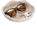 Hipiwe Handwoven Rattan Basket Tray Decorative Key Tray for Entryway Table Handwoven Wicker Storage Bowl for Fruit Bread Candy, Whitewash 7.9 Inch
