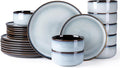 LERATIO Ceramic Dinnerware Sets for 8,Plates and Bowls Sets,Reactive Glaze Dishes Set,Highly Chip and Crack Resistant | Dishwasher & Microwave & Oven Safe Dishes set,Service for 8-Gray White(24pcs)