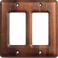Two Light Switch Cover Plate Solid Walnut Decorative 2-Gang Light Switch Cover, Premium Wooden Wall Plate