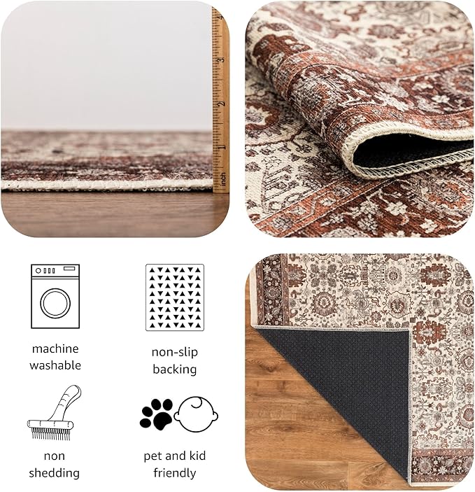 Keen Home Design 3x5 Rug - Machine Washable Entry Rug with Non-Slip Backing, Ideal for Enteryway, Kitchen, Bathroom, Laundry Room - Vintage, Easy Clean, Durable, Low Pile - (3' x 5')