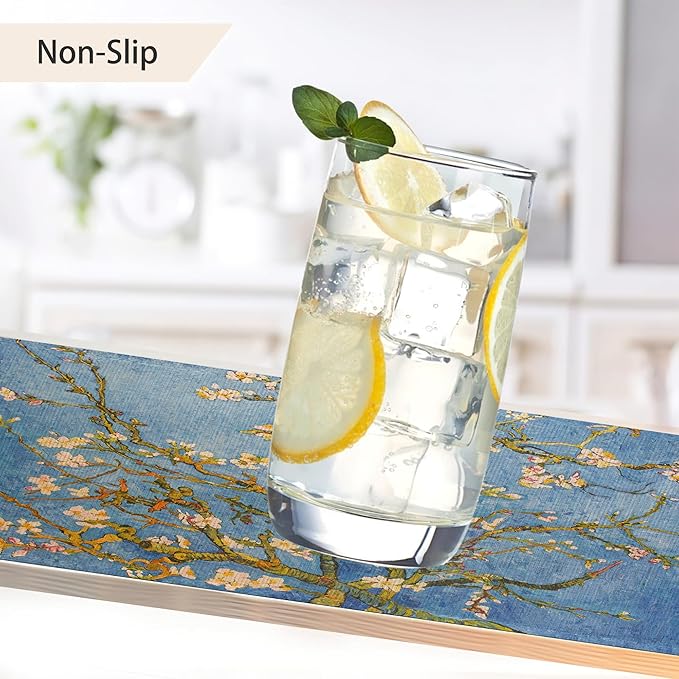 Blossoming Almond Tree Placemats Set of 6,White Flower Place Mats Heat Resistant Washable Non-Slip Table Mats for Party Kitchen Dining Decor 12x18 Inch