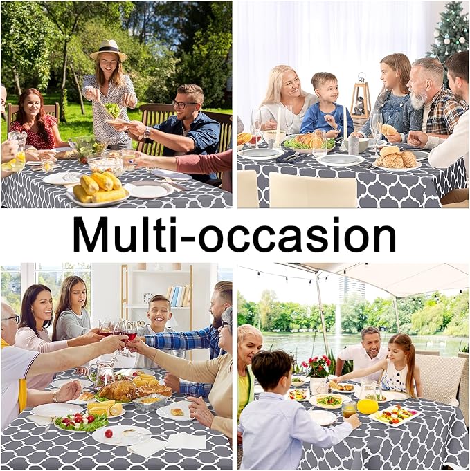 Smiry Square Table Cloth, Waterproof Vinyl Tablecloths with Flannel Backing for Square Tables, Wipeable Spillproof Plastic Tablecloth for Dining, Camping, Indoor and Outdoor (54"x 54", Grey)
