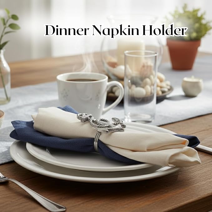 ALPHA Living HOME Silver Napkin Rings Set of 12 - Durable & Versatile, Elegant Metal Napkin Rings for Table Settings, Special Occasions, Easter Table Decor & Gift Giving Ideas Silver