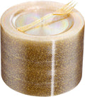 WELLIFE 60PCS Gold Glitter Dessert Plates and 60PCS Plastic Forks, 6.3 inch Disposable Dessert Plates for 60 Guests, Durable Gold Glitter Cake Plate, Perfect for Party