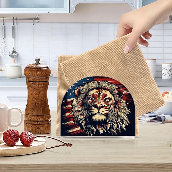 Napkin Holder Lion National Flag Crystal Clear Acrylic Napkin Holders Paper Napkin Holder Dining Table Dispenser for Kitchen Restaurant Home Decor Bar Accessories