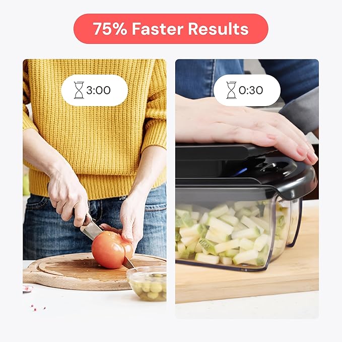 Fullstar The Original Pro Chopper - Vegetable Chopper and Spiralizer, Food Chopper with Container, Fruit Slicer, Kitchen Gadgets & Gifts, Home Essentials (8 in 1, Black)