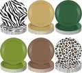 60 Pcs 7 Inch Jungle Safari Paper Plates Forest Animal Plates Decorations Sage Green Brown Dessert Dish Disposable Tableware for Woodland Baby Shower Birthday Safari Themed Party Supplies