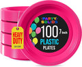 Cerise Plastic Plates For Party 7" Cerise Disposable Plates Heavy Duty 100 Pcs Plastic Dinnerware Sets Heavy Duty 350 GSM Disposable Dinnerware Set
