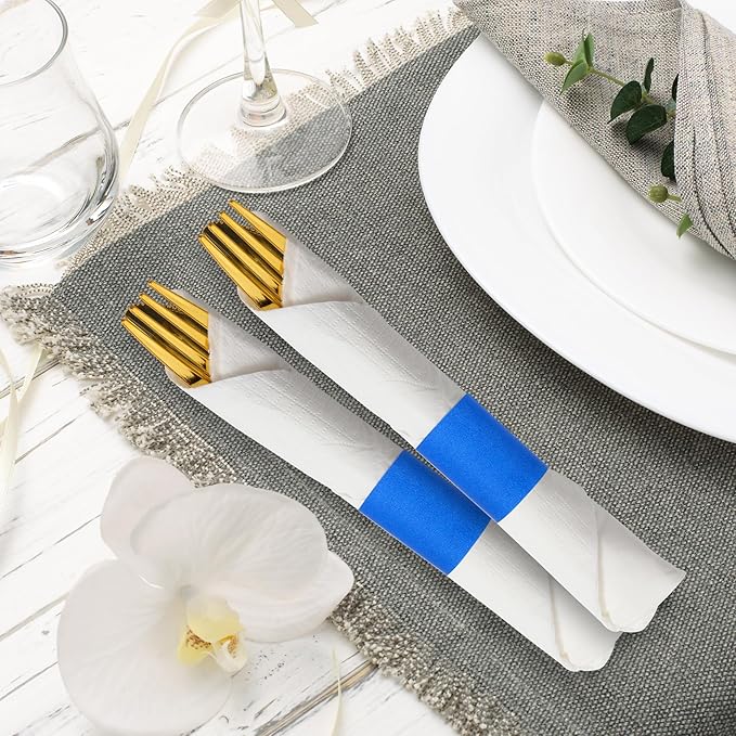 2000Pcs Blue Self-Adhesive Napkin Bands Disposable Paper Napkin Rings for Wedding Party Restaurant Decor