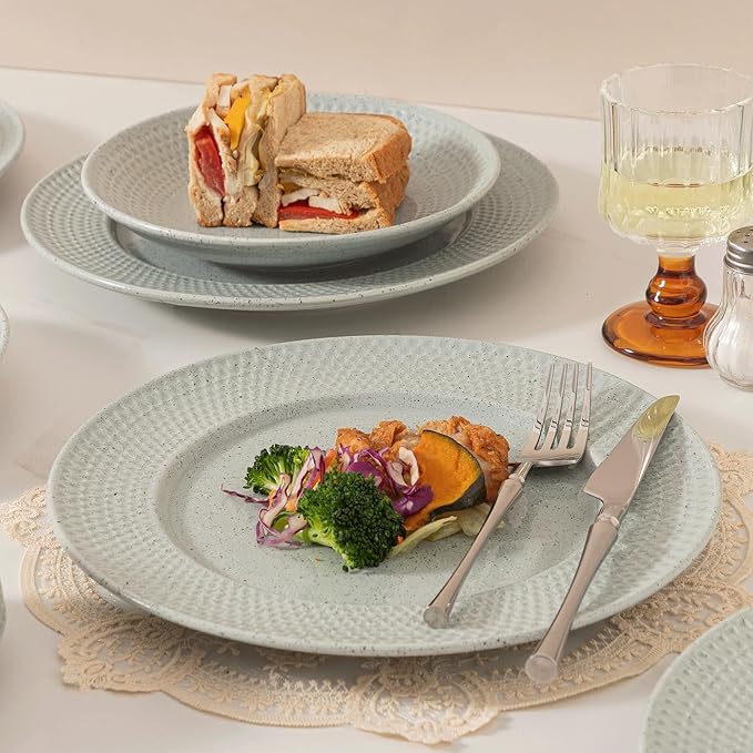 Dinnerware sets plates and bowls sets modern plates,Ceramic Dinnerware Sets,12 Pieces Porcelain Lightweight Plates,Scratch Resistant Dish Set (style - 12, 4 - Set (12pcs))