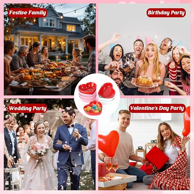 8PCS Heart Shaped Bowl Heart Bowl For Candy Lovers, Office Desk Decor, Home Snack Display, Valentine'S Day, Wedding Celebrations, Birthday Parties,Family Kitchen Use