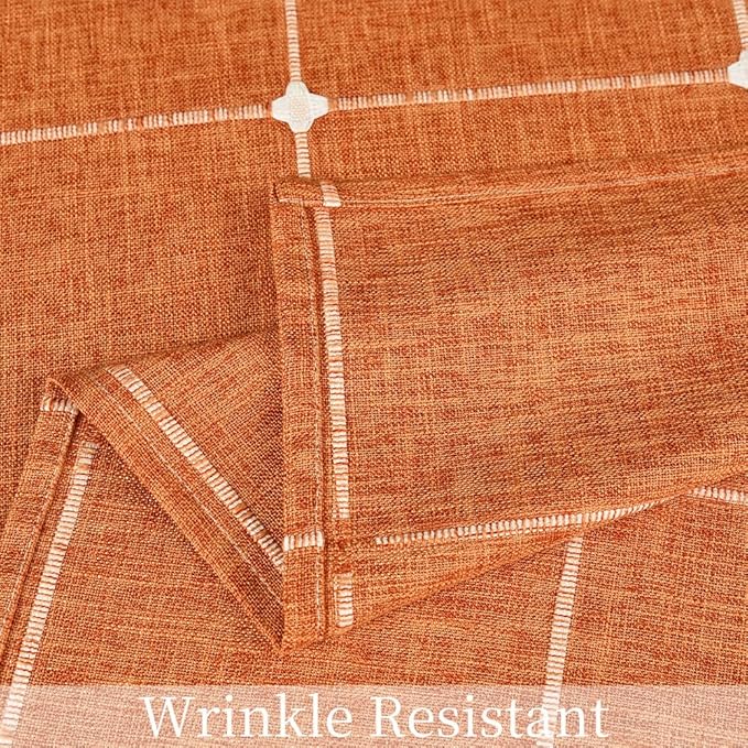 Zobesta Linen Table Cloth Burnt Orange Linen Tablecloth for Rectangle Tables 70 x 53 Inch, Washable Farmhouse Soft Boho Tablecloth for Outdoor, Party, Holiday, Picnic, Dining