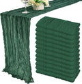 12 Pack Boho Gauze Table Runner 35x72 Inch - Rustic Cheese Cloth Long Table Runner for Wedding, Bridal Shower & Birthday Party Decor (Dark Green)