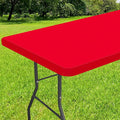 Smiry Rectangle Tablecloth, Elastic Fitted Flannel Backed Vinyl Tablecloths for 5ft Folding Tables, Waterproof Wipeable Table Covers for Indoor, Outdoor, Picnic and Camping (Red, 36"x60")