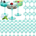 48 Pcs Ribbed Martini Glasses 10 oz Disposable Plastic Vintage Ribbed Coupe Glasses Unbreakable Dessert Parfait Glassware for Wedding Birthday Party Supplies (Light Green)