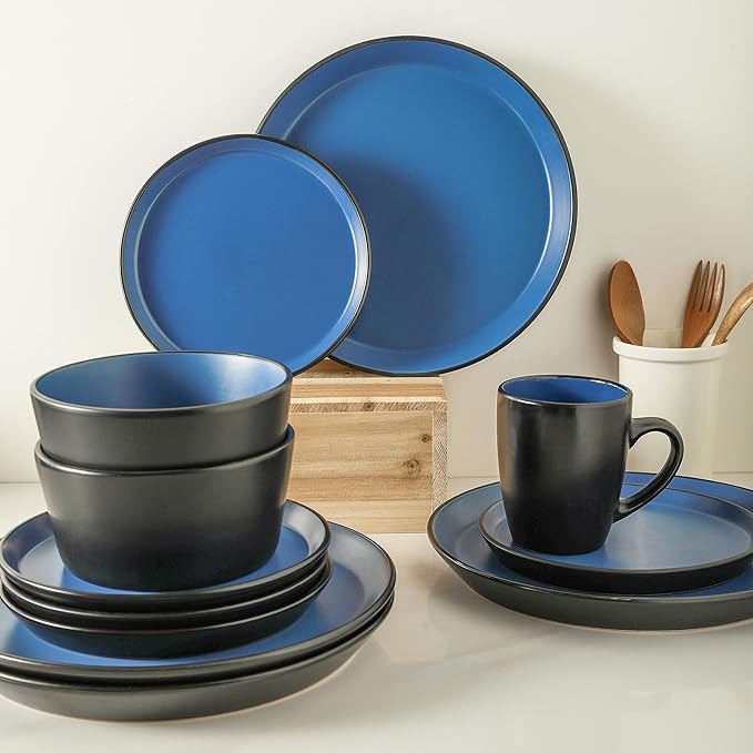 SERVICE FOR 8 - Total of 32 pieces including 8 dinner plates (10”), 8 salad plates (7.5”), 8 bowls (5.75”), and 8 mugs (12 oz), making it the perfect set to service 8 people