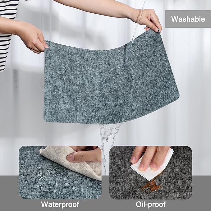 Myir JUN Dual Sided Faux Leather Placemats Set of 4 - Indoor/Outdoor Square Non-Slip Washable Table Mats (Gray Light Blue, Set of 4)