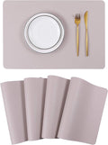 Wipeable Placemats Leather Table Mats Waterproof Heat-Resistant Easy to Clean for Dining Table Set Kitchen Table (4, Taupe)