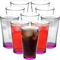 DISCOUNT PROMOS Beer Pint Glasses 16 oz. Set of 10, Bulk Pack - Heavy Duty Glassware for Restaurant, Thick Base and Walls, Stackable - Pink