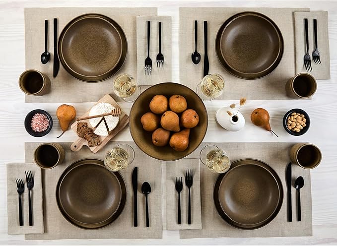 Solino Home Linen Natural Placemats Set of 6-100% Pure Linen Placemats 14 x 19 Inch for Spring, Easter - Fete