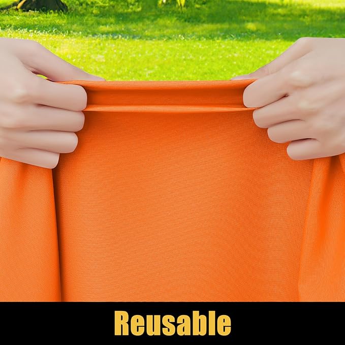 Smiry Rectangle Picnic Table Cloth, Waterproof Elastic Fitted Tablecloths for 4 Foot Tables, Washable Polyester Table Cover for Camping, Indoor and Outdoor (Orange, 24"x48")
