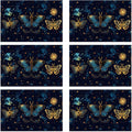 Watercolor Butterfly Starry Sky 12x18 Inch Placemats Set of 6 - Waterproof, Non-Slip & Washable Table Mats for Kitchen & Dining Table Placemats