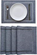 Placemats Set of 4 for Dining Table with Hollow Edge Design- Table Mats 12x 18 Inch, Cloth Place mats Machine Washable (Grey 4pcs)