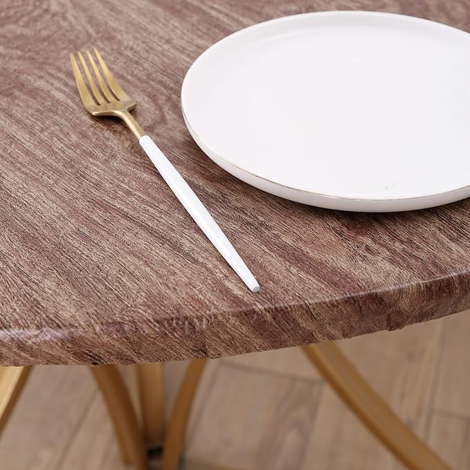 Walrus Round Vinyl Fitted Tablecloth with Flannel Backing Elastic Edge Design Table Cover Waterproof Oil-Proof PVC Table Cloth Stain-Resistant Best for 37"-44" Round