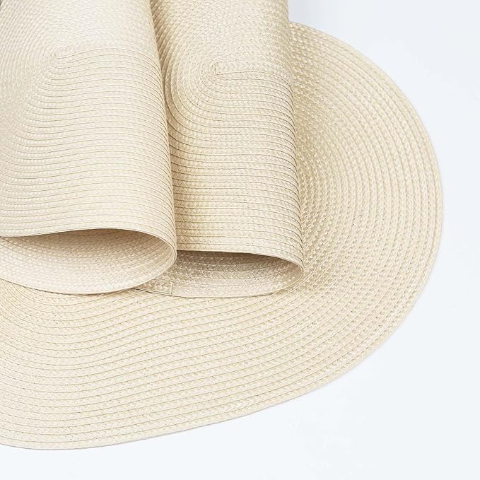 FunWheat Oval Braided Placemats Set of 4 Table Mats for Dining Tables Washable Heat Resistant Place Mats for Indoor Outdoor Use 12 x18 Inch(Oval Beige, 4pcs)