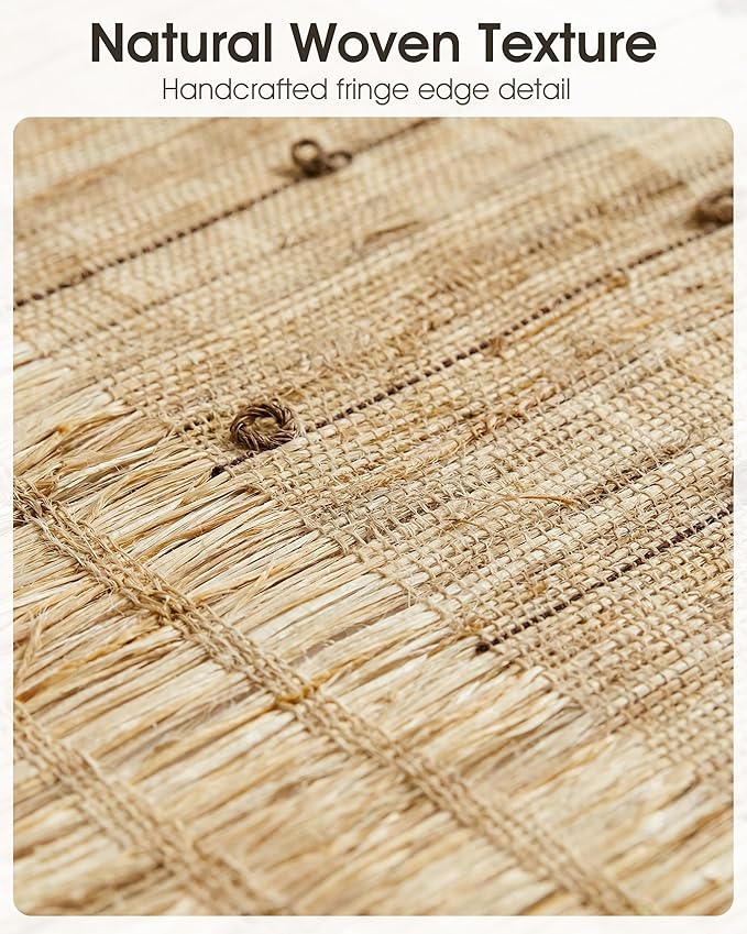 Handmade Ramie Woven Table Placemats Set of 6 (12"x18"),Natural Fiber Heat-Resistant Table Protectors for Family Dinners & Gatherings,Elevate Your Tabletop with Eco-Friendly Style
