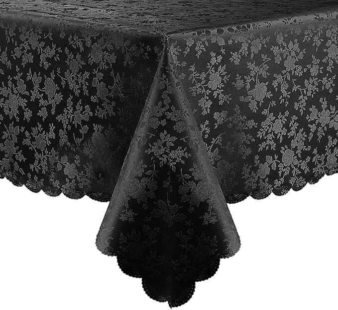 Smiry Rectangle Table Cloth, Waterproof Heavy Duty Vinyl Tablecloths, Wipeable Washable Table Cover for Kitchen and Dining Room (Black, 70" X 108")
