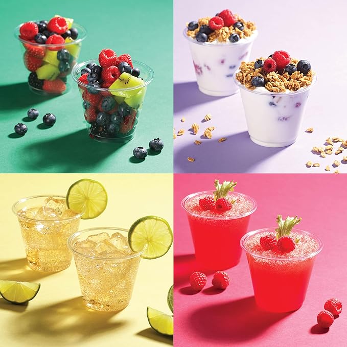 Munfix 250 Pack Clear Plastic Cups, 9 Oz Old Fashioned Tumblers, Disposable Drinking Cups, Bulk Plastic Party Cups for Birthday Parties, Picnics, Ceremonies, and All Events, Recyclable and BPA-Free