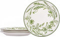 Bico Green Garden Toile De Jouy Salad Plates Set of 4, 8.75 Inch Ceramic Dessert Plates for Salad, Appetizer, Side Dishes, Microwave and Dishwasher Safe, Gift for Housewarming and Thanksgiving