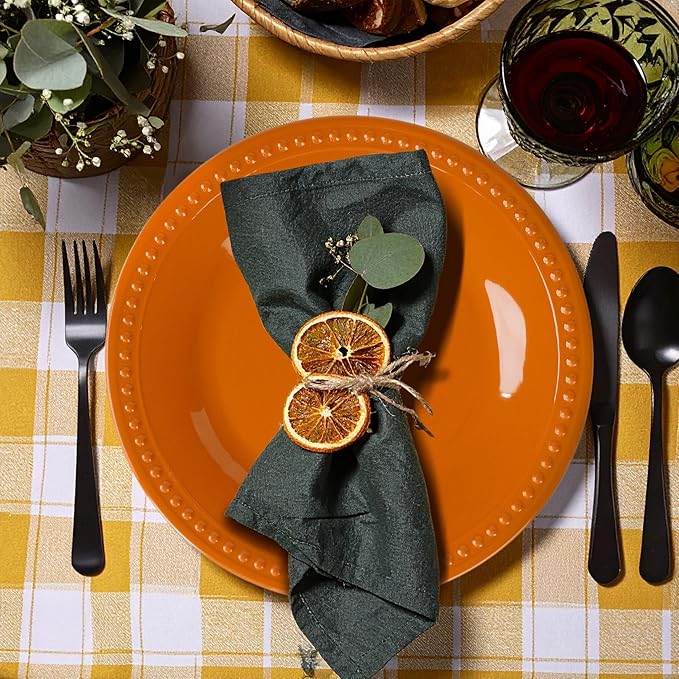 Melamine Beaded Dinner Plate Set of 6, 11inch, Fall, BPA Free, Platter, Serving Dishes, Chip & Break Resistant, Lightweight, Durable, Great for Dining, BBQs, Picnics, Weddings & Everyday Meals