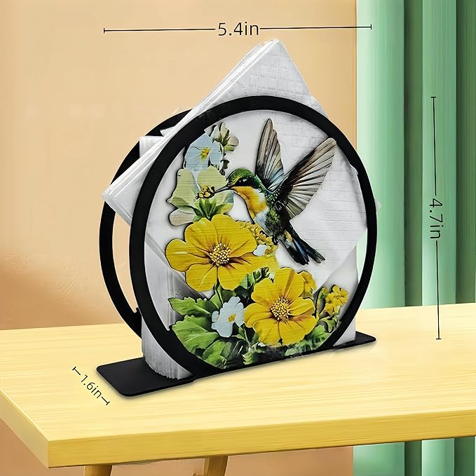 Hummingbird Napkin Holder for Table - Free-Standing Paper Napkin Dispenser for Cafe, Bar, Restaurant Table Decor | Colorful Metal Napkin Stand|Rustic Home Decor Presents|Kitchen and Dining Accessory