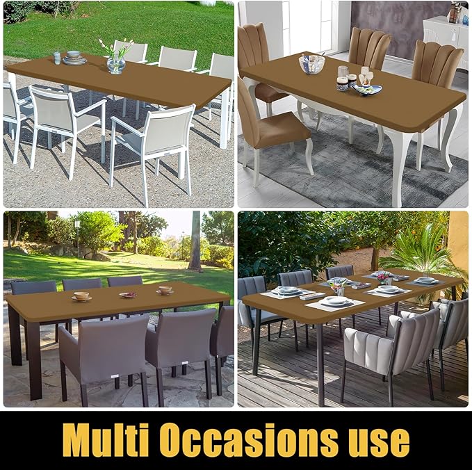 Smiry Rectangle Picnic Table Cloth, Waterproof Elastic Fitted Tablecloths for 4 Foot Tables, Washable Polyester Table Cover for Camping, Indoor and Outdoor (Brown, 24"x48")