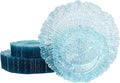 U-QE 60PCS Clear Blue Plates - Glitter Blue Plastic Hanukkah Plates Disposable&Reusable - Heavy Duty Plastic Plate for Hanukkah, Party&Wedding Including 30 Dinner Plate 10" & 30 Appetizer 7"