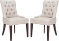 SAFAVIEH Home Collection - Amanda Tufted Upholstered Taupe Dining Chair Set of 2, Nailhead Trim, Classic Design (MCR4515A-SET2)