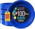 Dark Blue Plastic Plates For Party 9" Dark Blue Disposable Plates Heavy Duty 100 Pcs Plastic Dinnerware Sets Heavy Duty 350 GSM Disposable Dinnerware Set