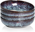 30oz Ceramic bowls set of 4-8" serving bowls for Kitchen,Pasta,Salad-Dishwasher & Microwave Safe Perfect for Housewarming, Thanksgiving, Christmas-Speckled Bluish Purple