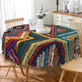 Laeacco 42 Inch Colorful Patchwork Round Tablecloth Woven Geometric Pattern Abstract Art Print Table Cloth Washable Waterproof Wrinkle Free Table Cover for Kitchen Dining Picnic Party Decoration