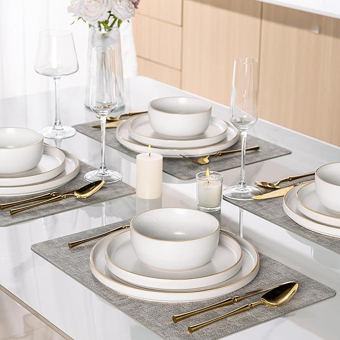 AmorArc Stoneware Dinnerware Sets for 8,Reactive Ceramic Plates and Bowls Set,Highly Chip and Crack Resistant | Dishwasher & Microwave Safe | Round Dishes Set Service for 8 (24pc)