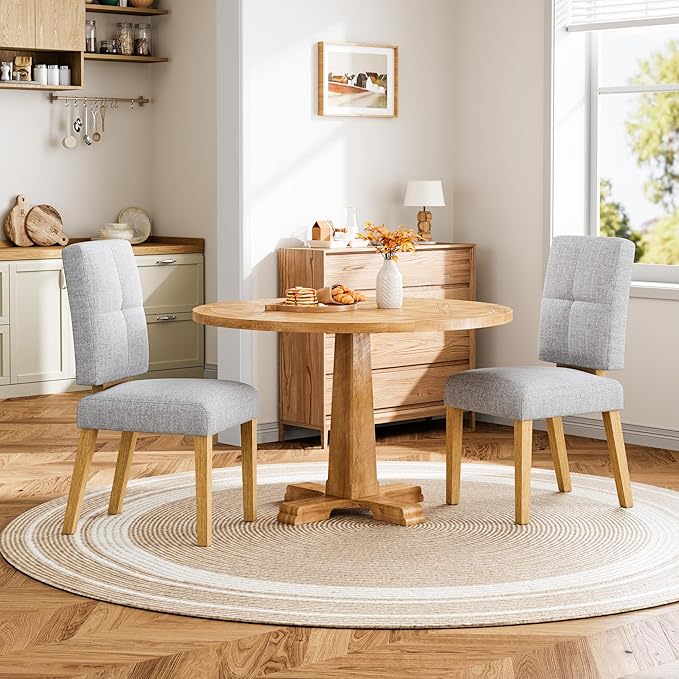 Wooden Dining Chairs Set of 6, Dining Room Chairs with Wood Legs, Cloud-Like Cushion & Reinforcement Structure Design for Kitchen/Living Room/Restaurant, Easy Assembly