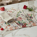 DaDalogy Set of 4-Pieces Authentic Tapestry Placemats - Spring Floral Vintage Looking Love Notes Quil Romantic British Roses - Heart Decorative Woven Dining Under Plate Table Mats - 13” x 19”