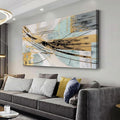 Abstract Wall Art Framed Wall Decor Modern Canvas Abstract Wall Art Black-Gold and Blue Grey Abstract Artwork for Living Room Bedroom Dining Room Home Office Decor 20"x40"