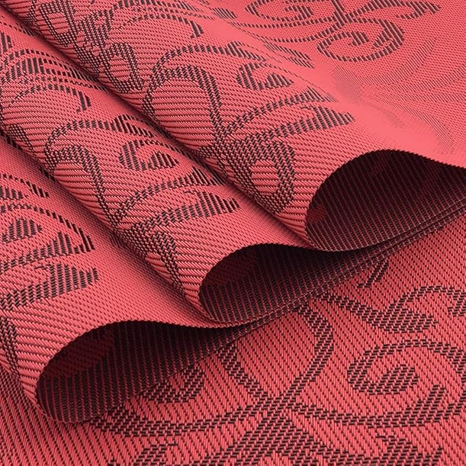 Gugrida Luxury Red Placemats Set of 6 Crossweave Woven Vinyl Placemat for Dining Table Heat Resistant Kitchen Table Mats Easy to Clean