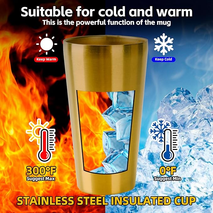 10 Pack 18.6 oz Stainless Steel Insulated Cup, Double Wall Vacuum Small Metal Cup, Reusable Camping Cups Unbreakable Indoor Outdoor for Party, Home, Office, BBQ, Gold