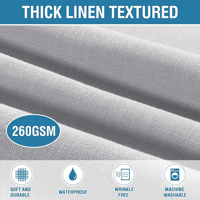 H.VERSAILTEX Linen Textured Table Cloths 60 x 84 Inch Premium Solid Tablecloth Spill-Proof Waterproof Table Cover for Dining Buffet Feature Extra Soft and Thick Fabric Wrinkle Free, Grey