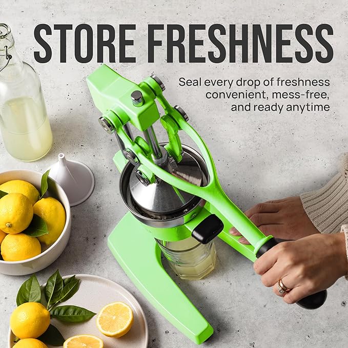 Zulay Kitchen Cast-Iron Orange Juice Squeezer - Heavy-Duty, Easy-to-Clean, Professional Citrus Juicer - Durable Stainless Steel Lemon Squeezer - Manual Citrus Press & Orange Squeezer (Light Green)